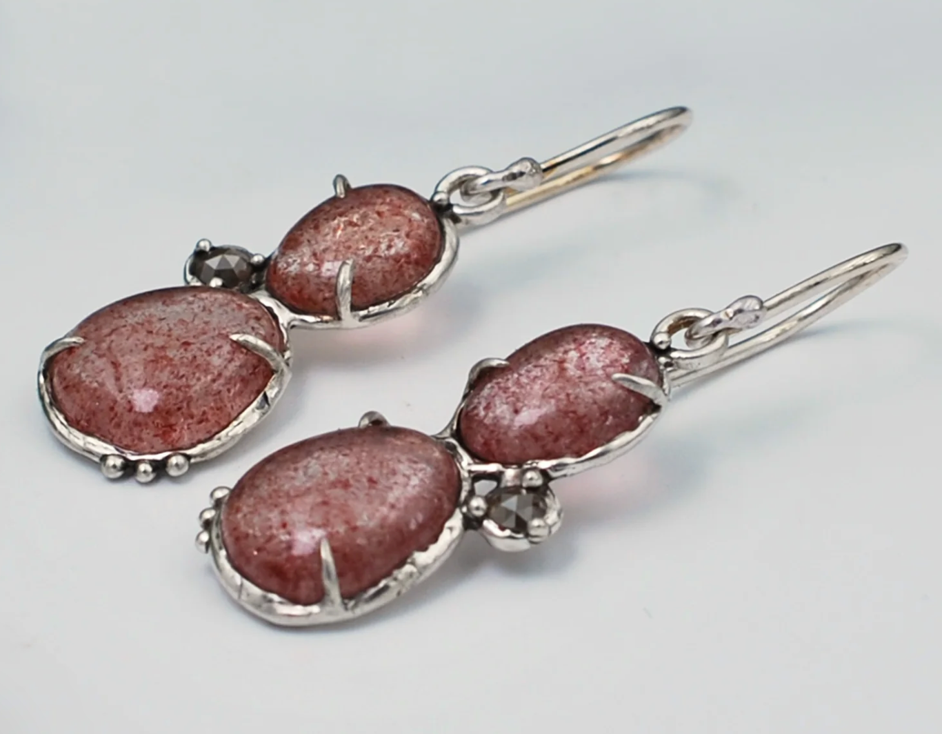 Strawberry Quartz and Diamond Gem Drops