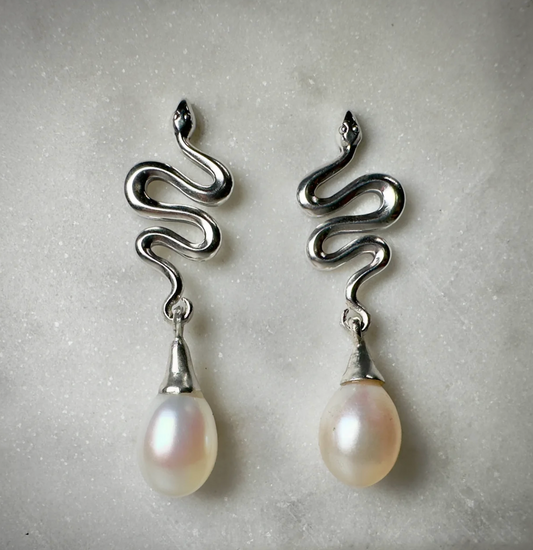 Pearl Snake Earrings