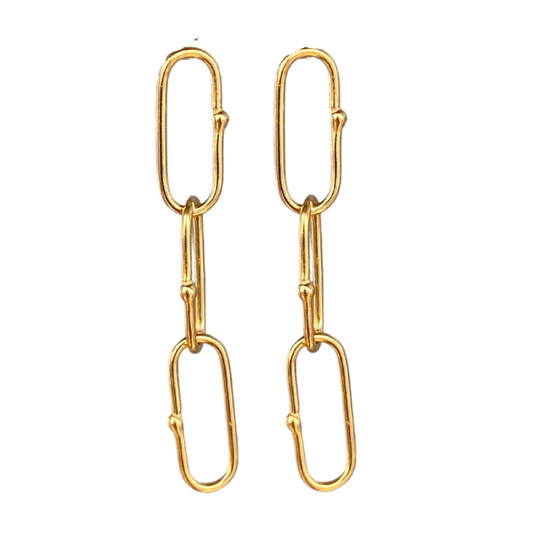 Dotted Chain Drop Earring - 14K Vermeil
