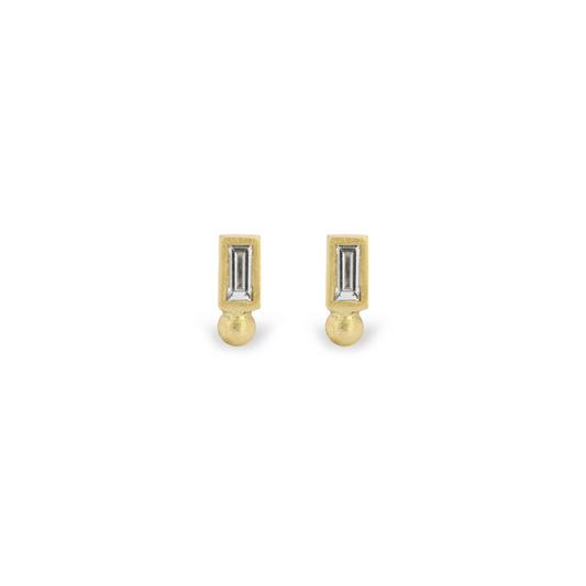 Baguette Dot Stud Earrings