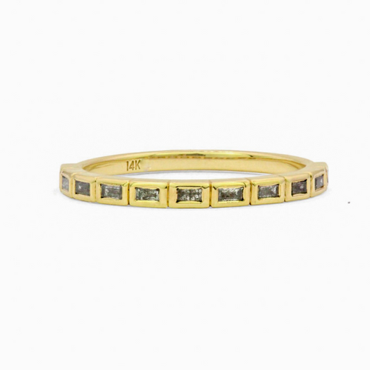 Salt + Pepper Diamond Baguette Stacking Ring
