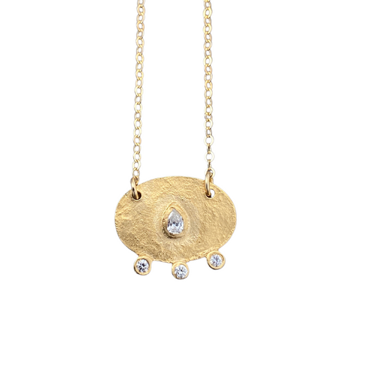 Oval Pear Necklace - 14k Gold Vermeil