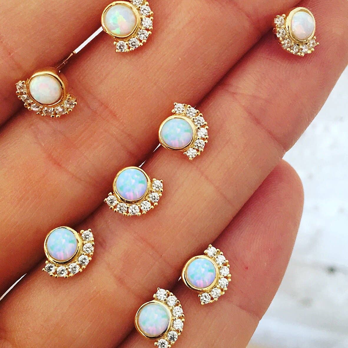 La Kaiser - Opal & Diamond Parisian Sunset Studs