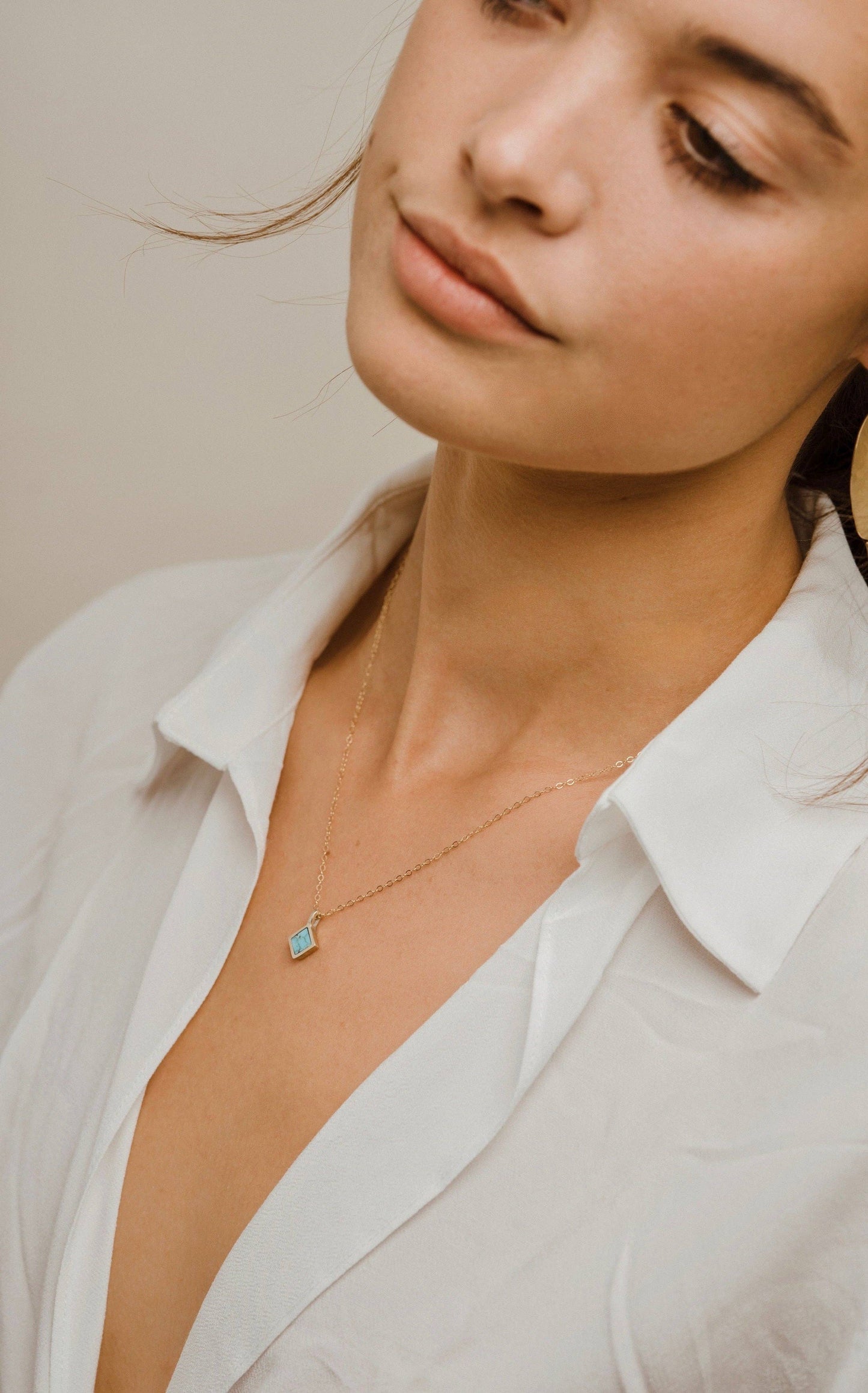 Mountainside Jewelry - Mesa Necklace: Brass + Gold Filled / Turquoise