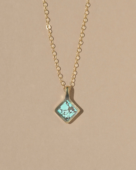 Mountainside Jewelry - Mesa Necklace: Brass + Gold Filled / Turquoise