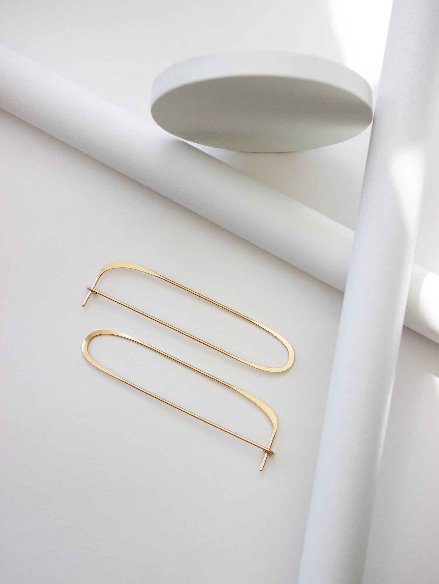 L.Greenwalt Jewelry - Long Oval Earrings: Sterling Silver