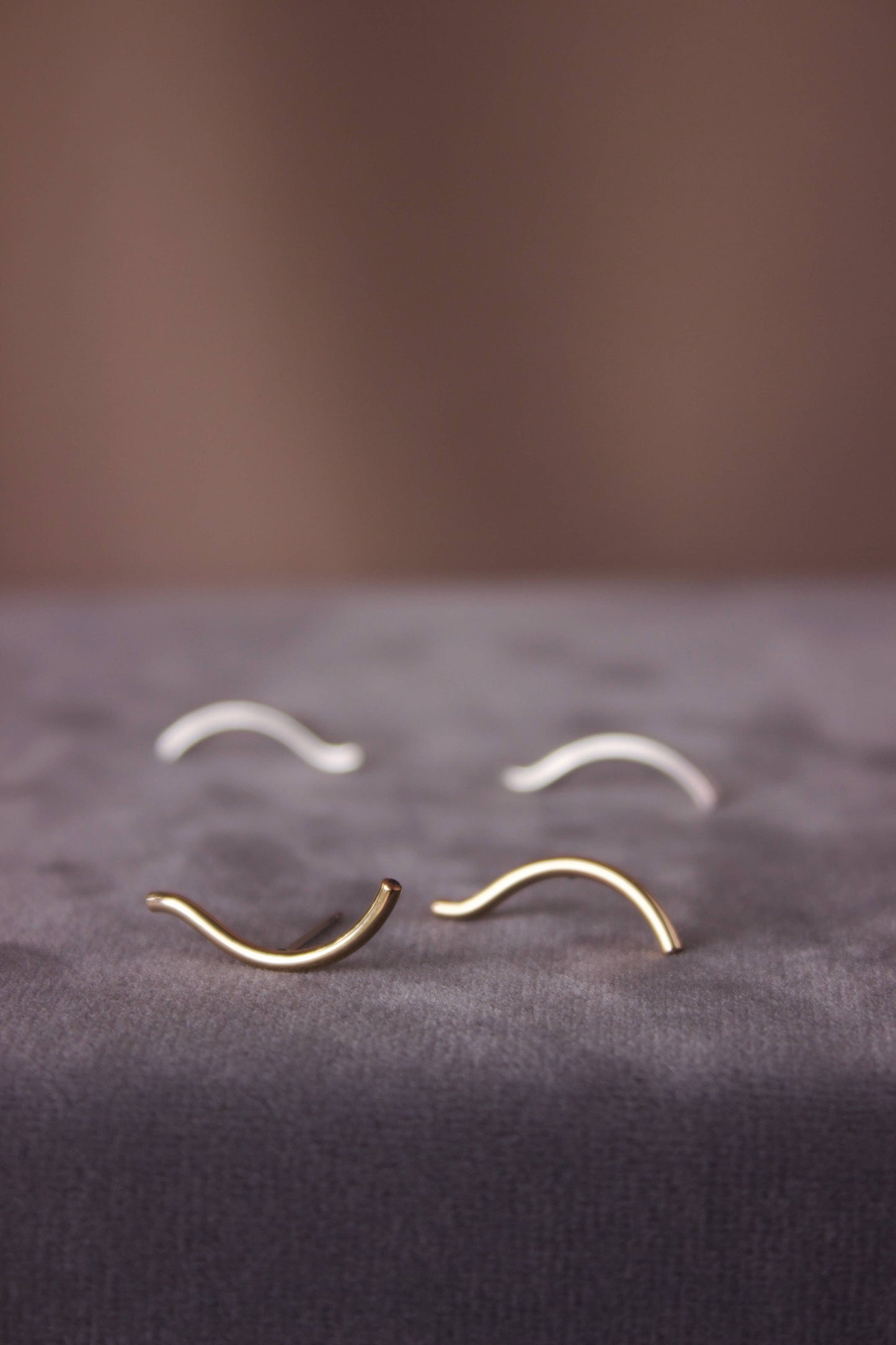 L.Greenwalt Jewelry - Curve Stud Earrings: 14K Gold Fill