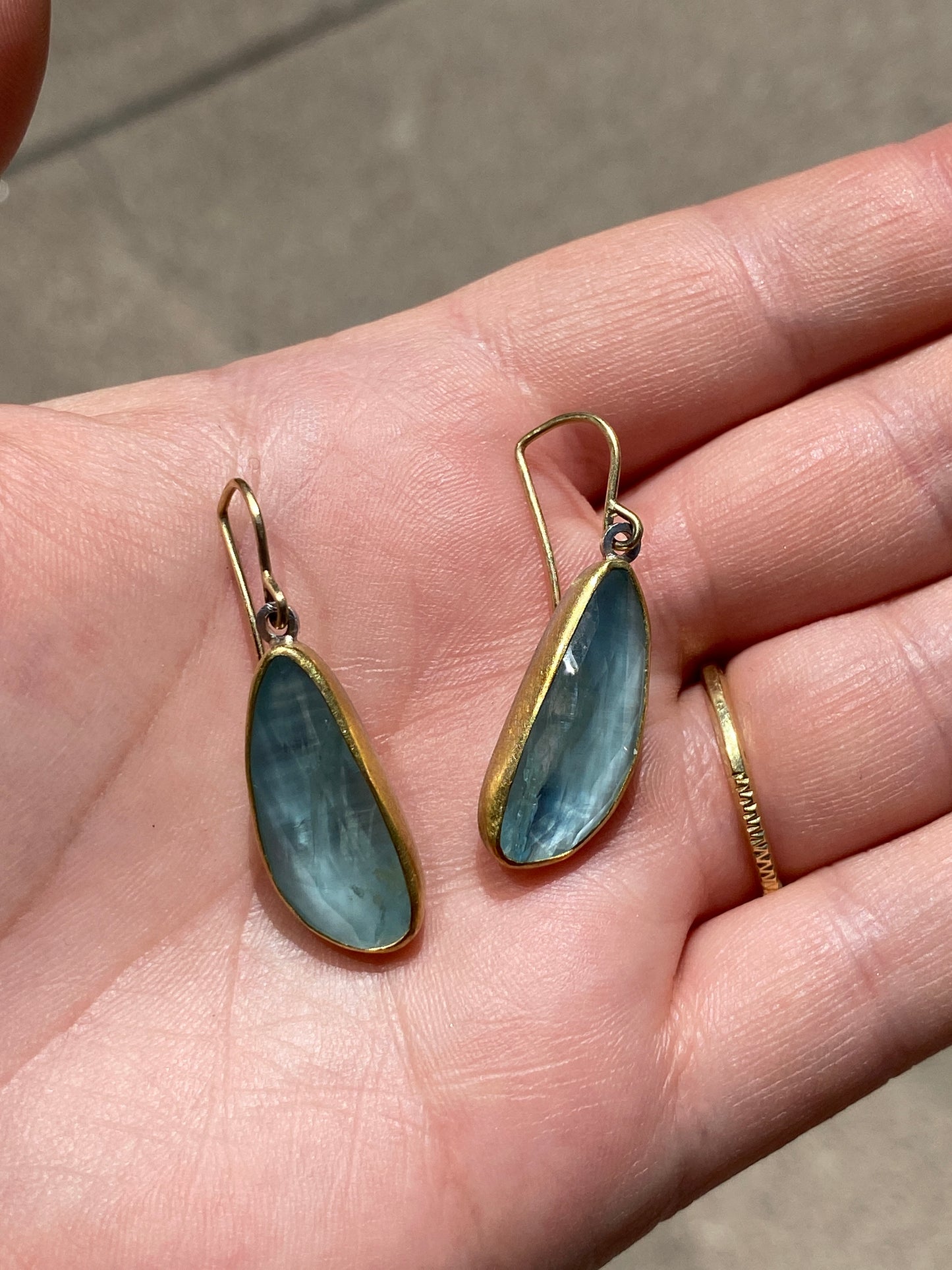 Aqua rose cut earrings