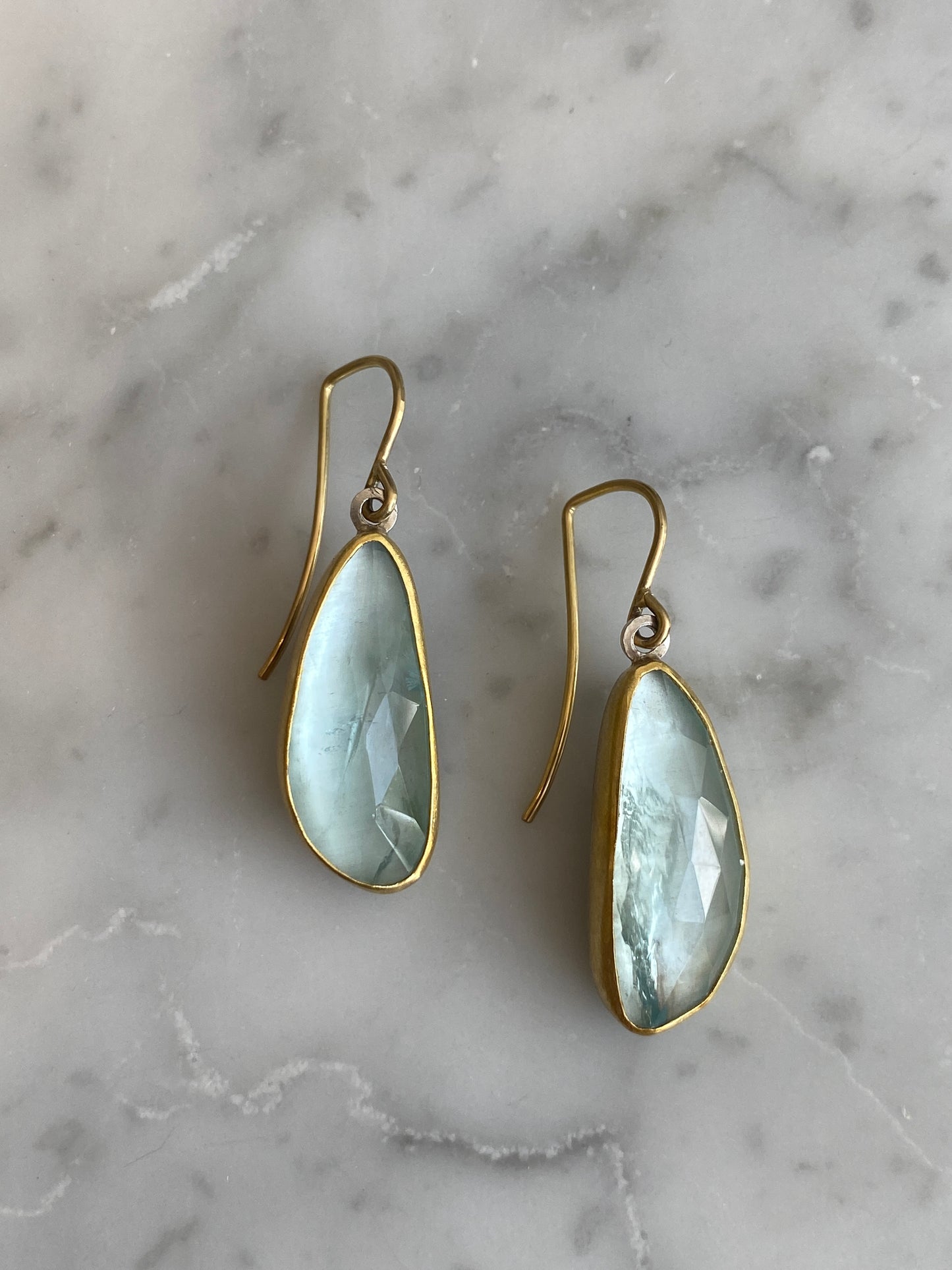 Aqua rose cut earrings