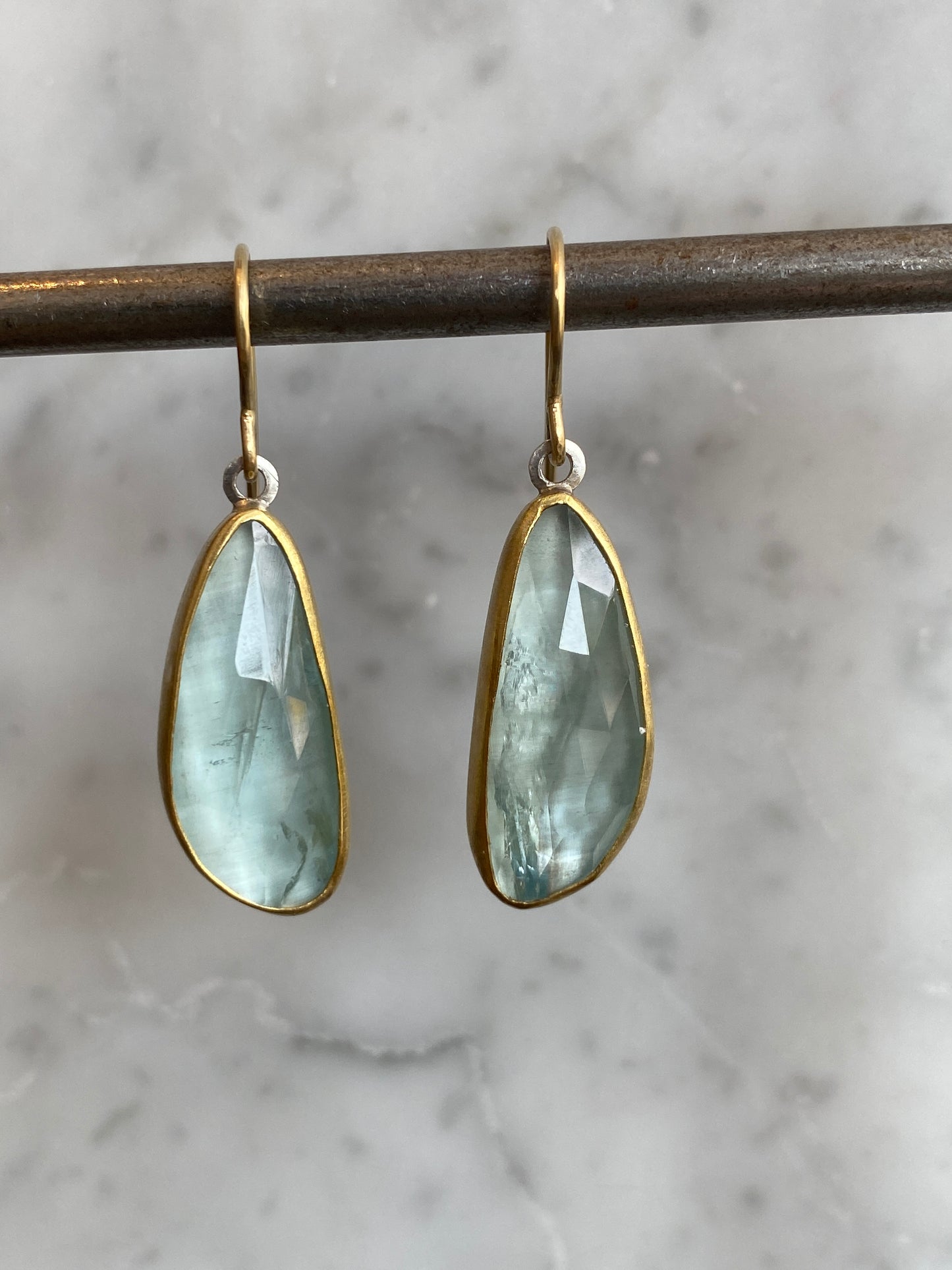 Aqua rose cut earrings