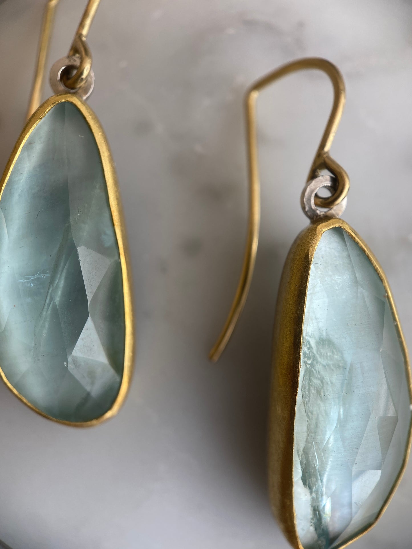 Aqua rose cut earrings
