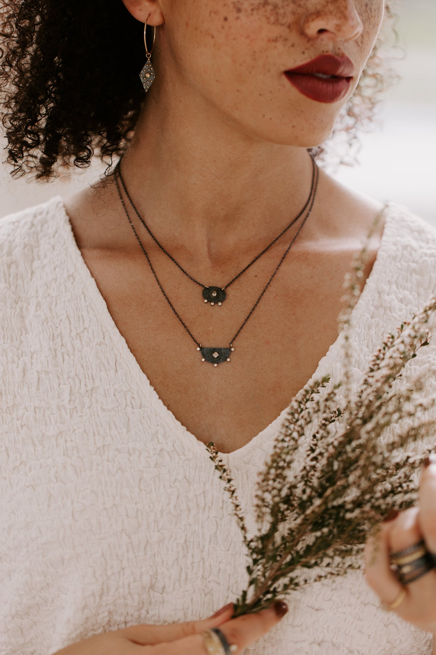 Half Moon Diamond Necklace