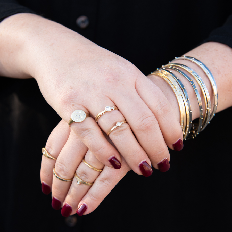 Scattered Dot Solitaire Ring