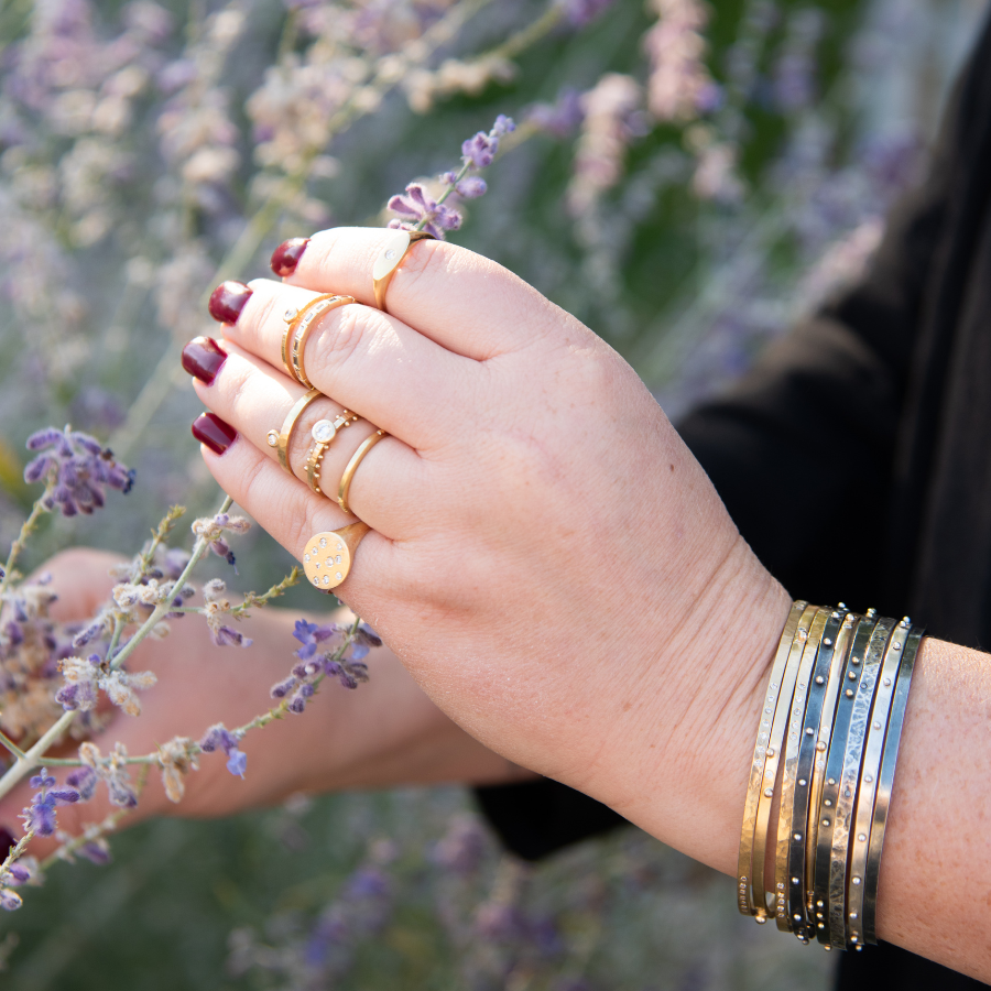 Scattered Dot Solitaire Ring