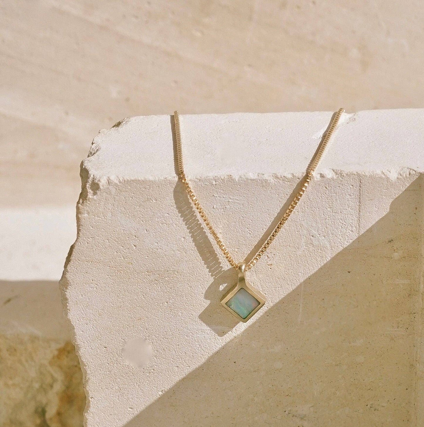 Mountainside Jewelry - Mesa Necklace: Brass + Gold Filled / Malachite