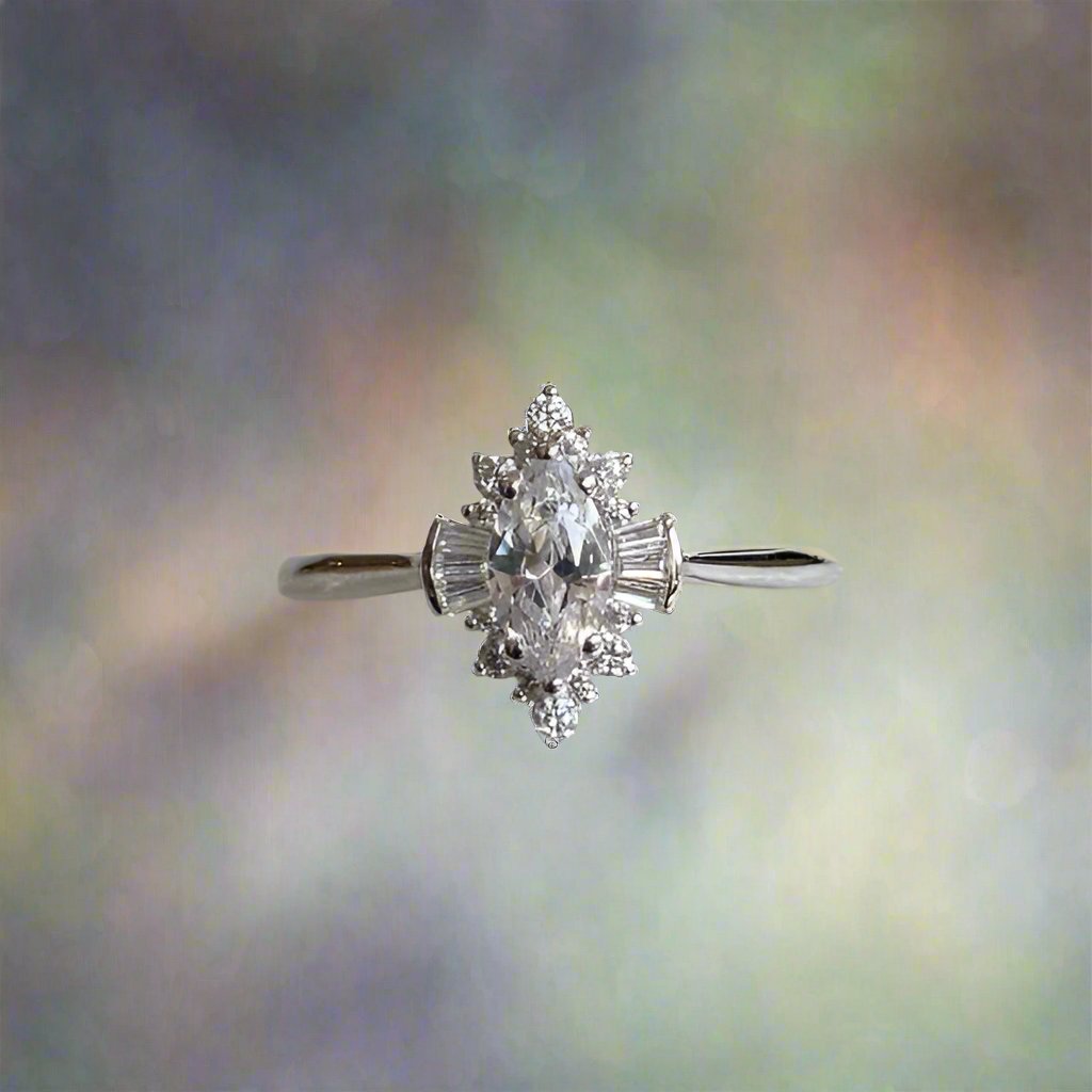 Marquise Radiant Halo Ring