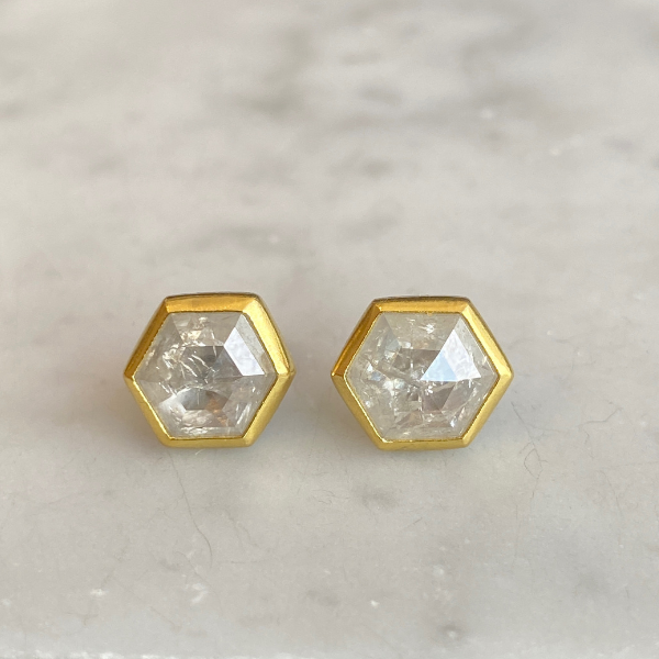 Icy Diamond hexagon stud earrings
