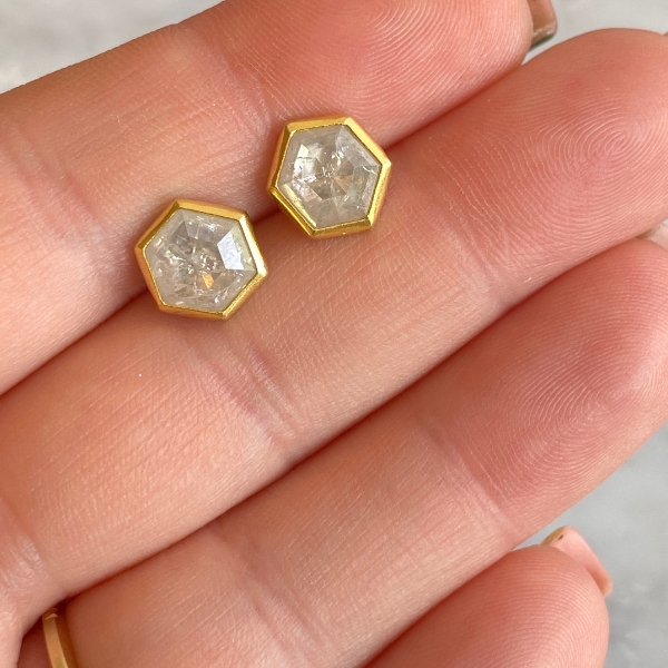 Icy Diamond hexagon stud earrings