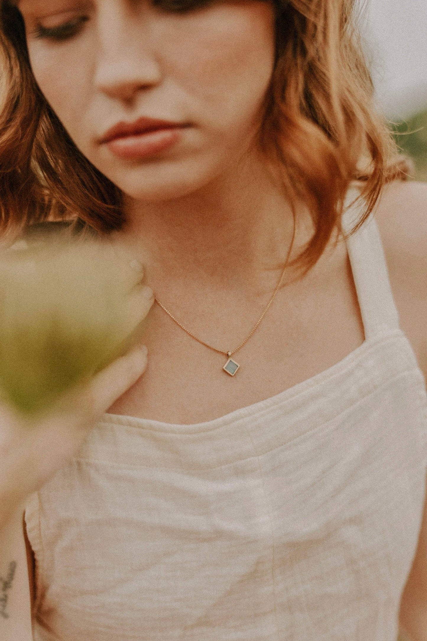 Mountainside Jewelry - Mesa Necklace: Brass + Gold Filled / Malachite