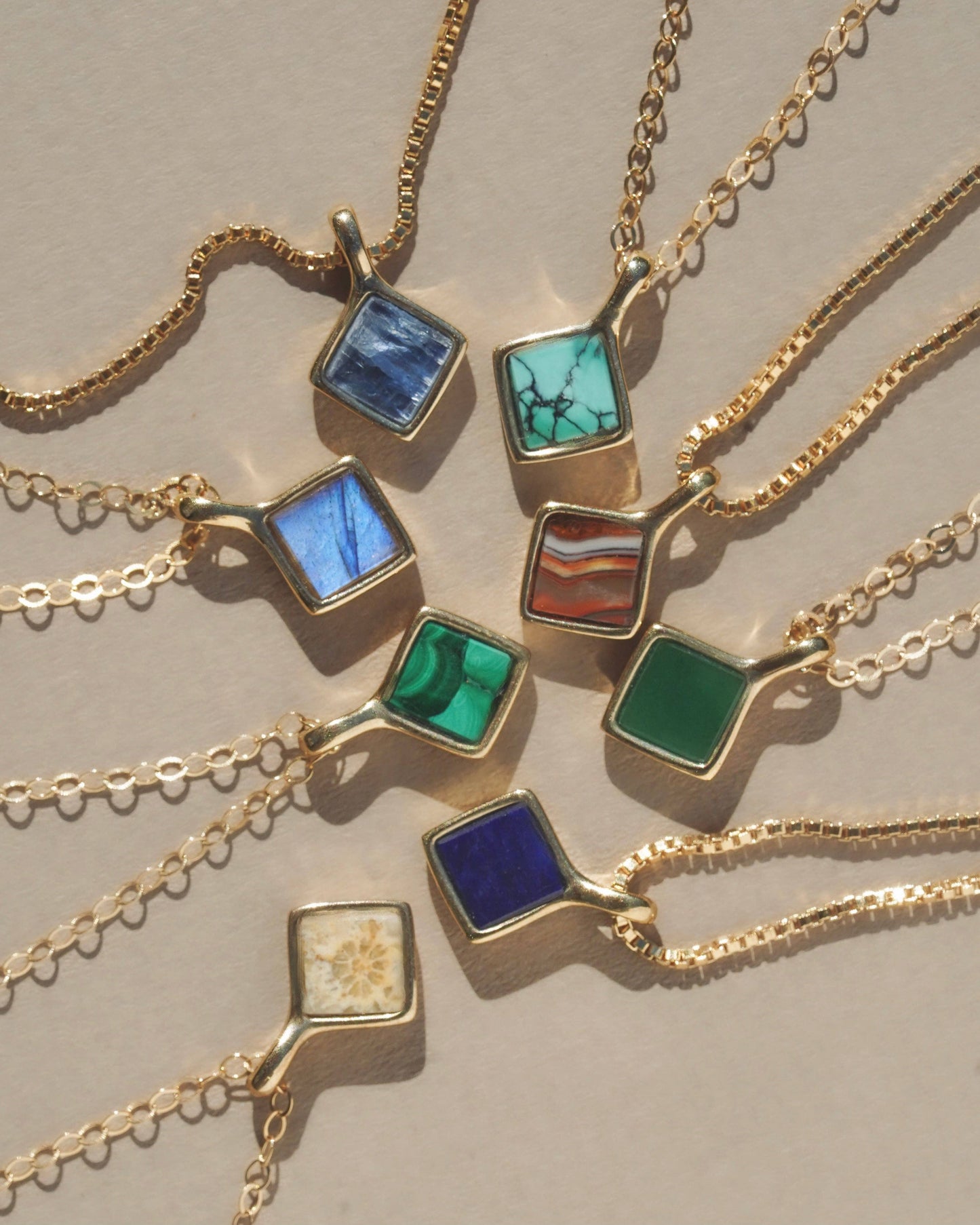 Mountainside Jewelry - Mesa Necklace: Brass + Gold Filled / Malachite