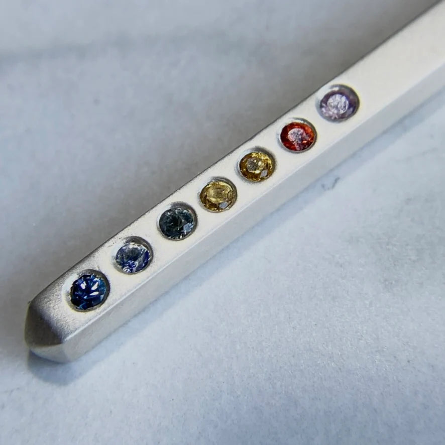 Rainbow Sapphire Bar Pendant