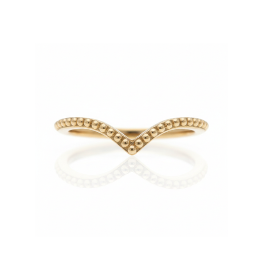 V Beaded Stacker Ring