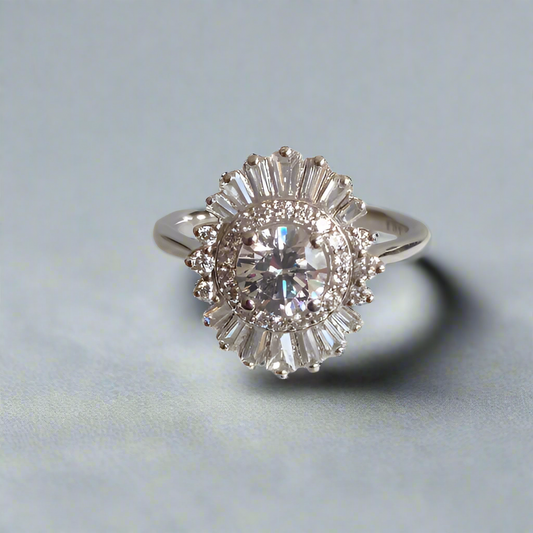 Radiant Art Deco Halo Ring