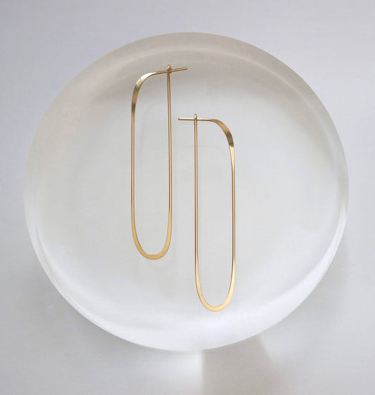 L.Greenwalt Jewelry - Long Oval Earrings: Sterling Silver