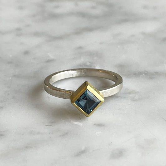 Blue Topaz Square Ring