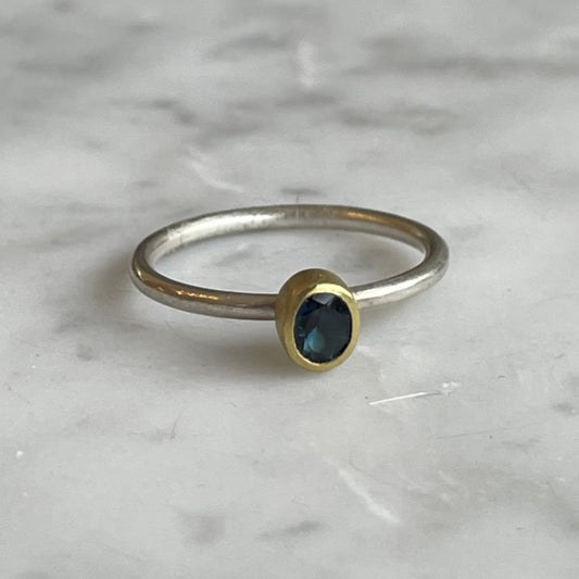 Blue Tourmaline Oval Ring