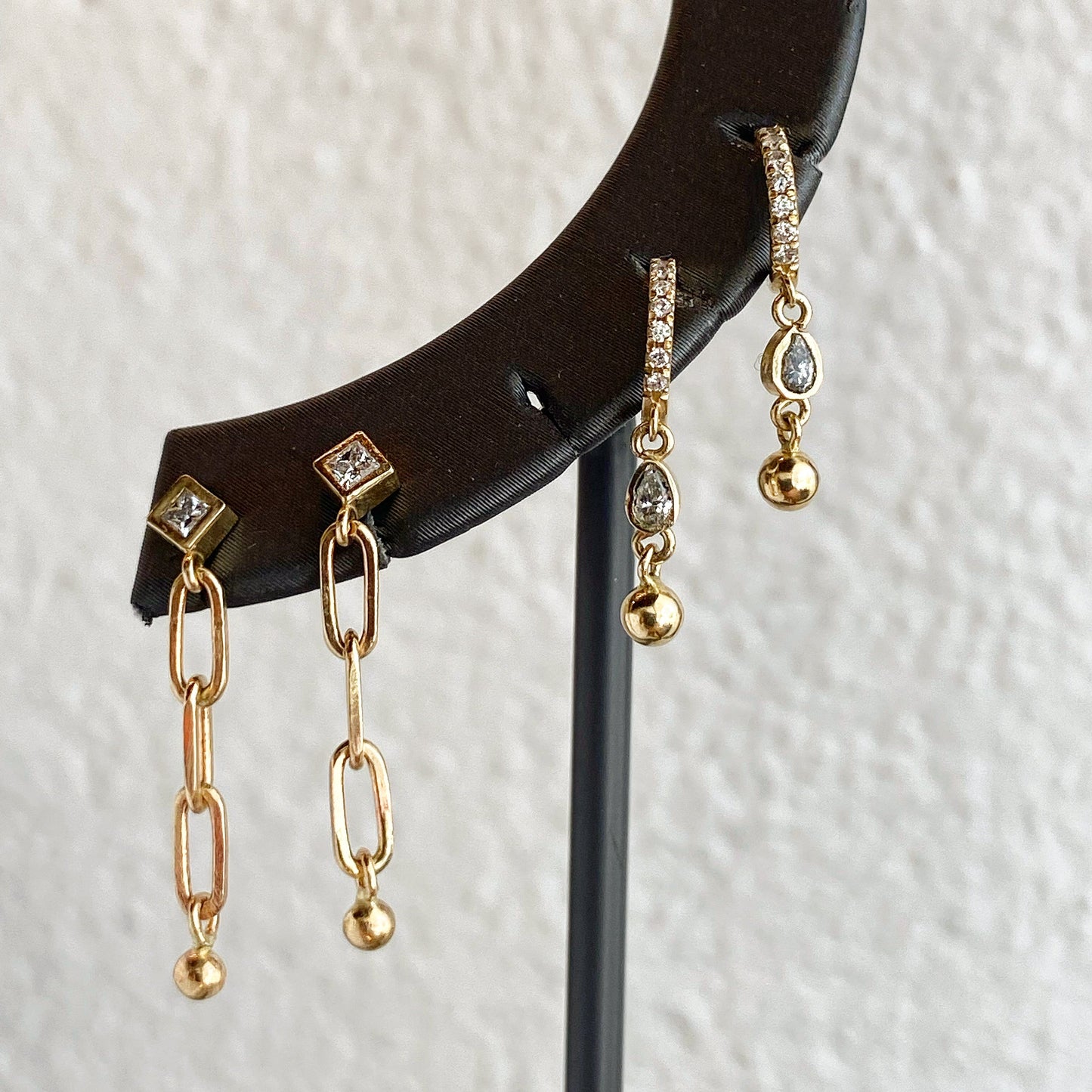 Diamond Paperclip Drop Earrings