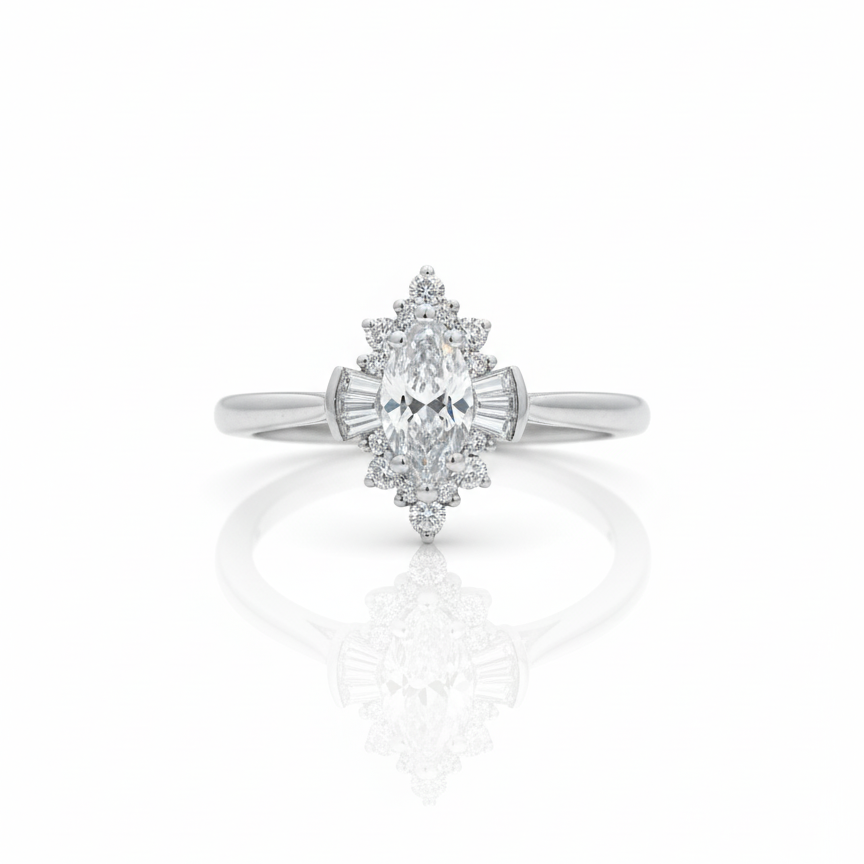 Marquise Radiant Halo Ring