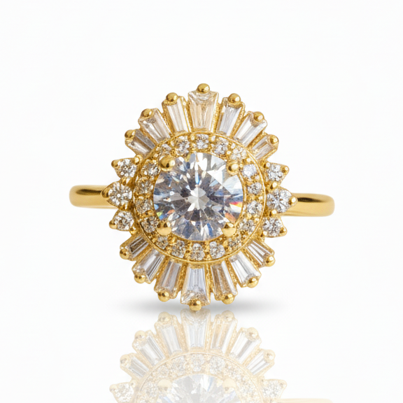 Radiant Art Deco Halo Ring
