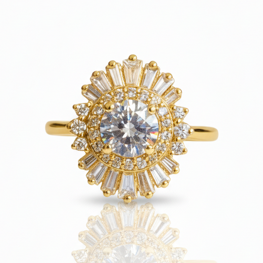 Radiant Art Deco Halo Ring