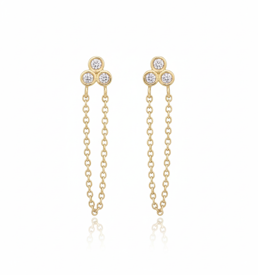 Tri Diamond Chain Earrings