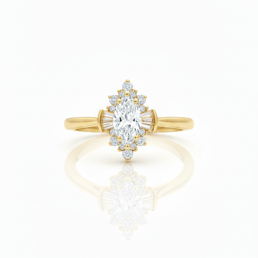 Marquise Radiant Halo Ring