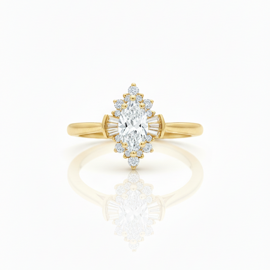 Marquise Radiant Halo Ring