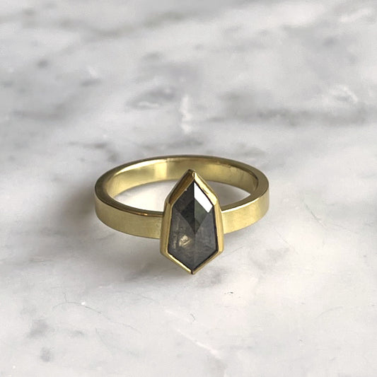 Grey Diamond Shield Ring