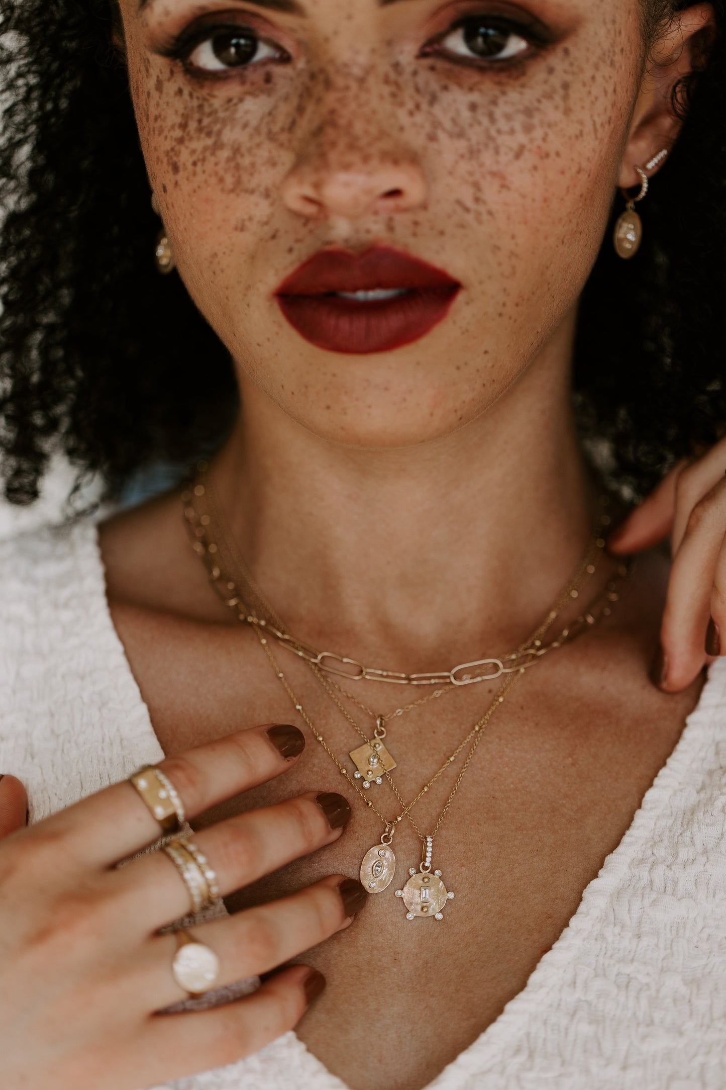 Dotted Chain Necklace - Short - 14k Vermeil