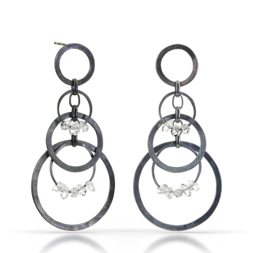 Circle Bunches Earrings with Herkimer Quartz