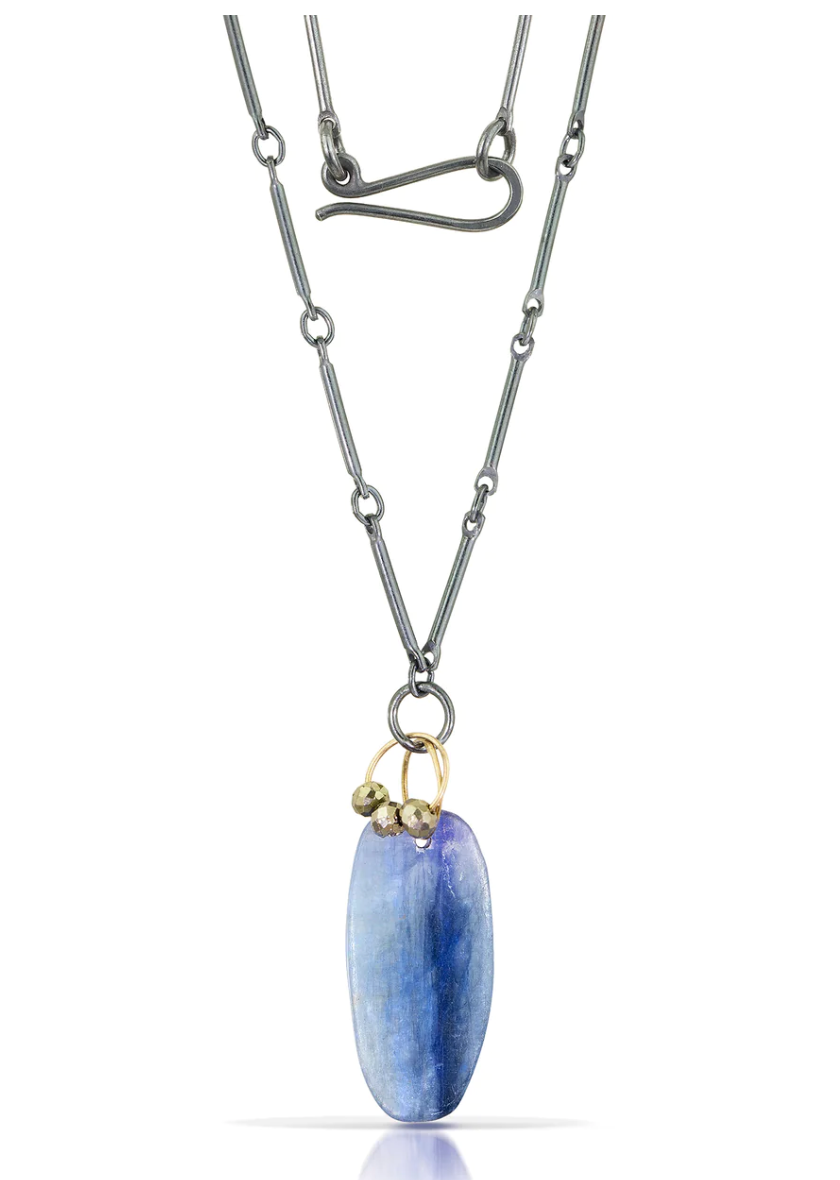 Mini Tangle Necklace - Kyanite + Pyrite