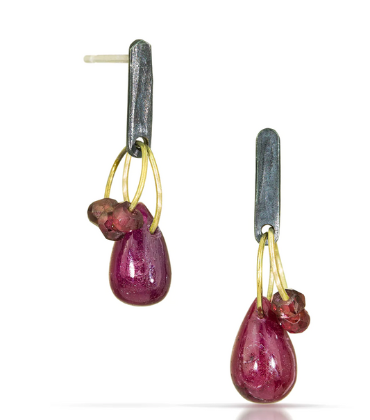 Mini Tangle Earrings - Ruby + Garnet