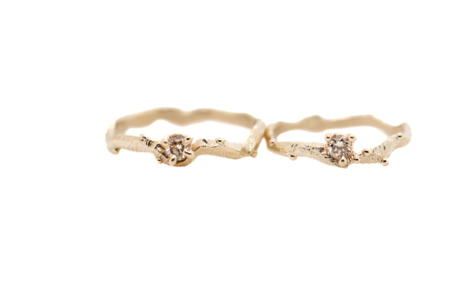 Champagne Diamond Branches Stacker Ring