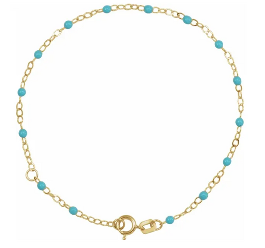 Turquoise Enamel Beaded Bracelet