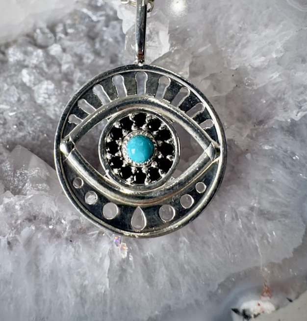 Evil Eye Halo Pendant + Starburst Chain