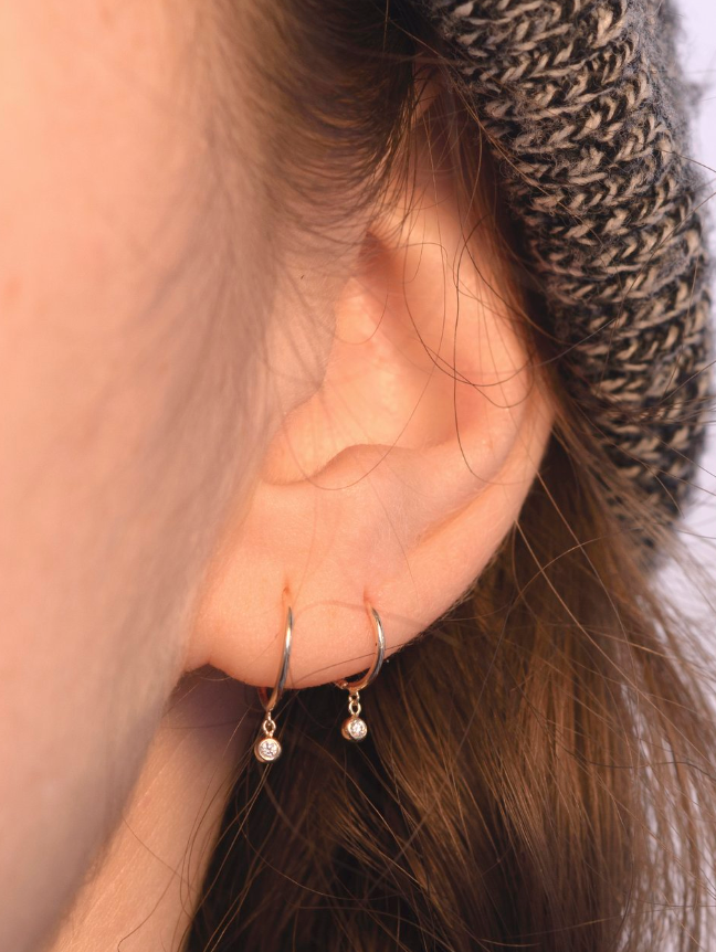 Diamond Droplet Huggie Earring