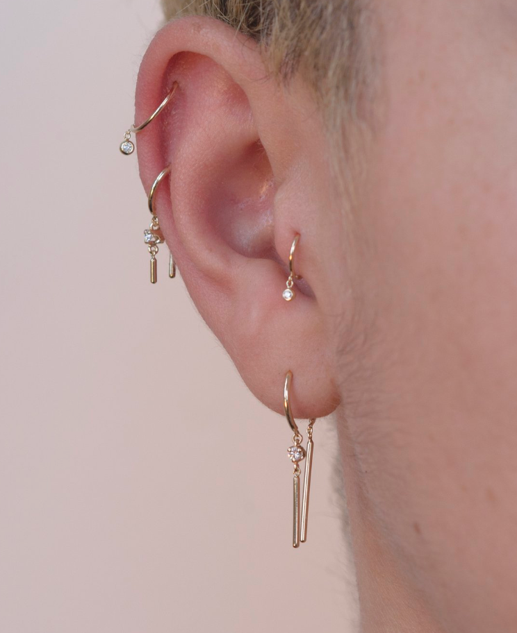 Diamond Droplet Huggie Earring