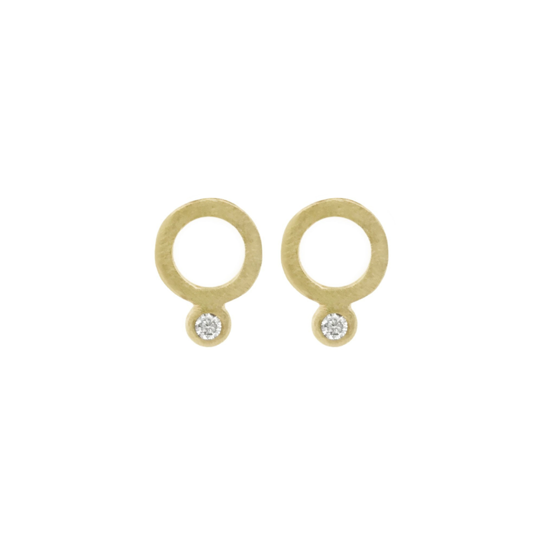 Circle Diamond Stud Earrings