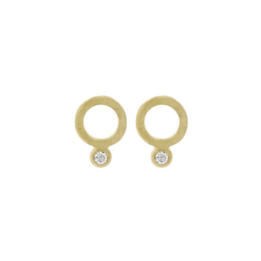 Circle Diamond Stud Earrings