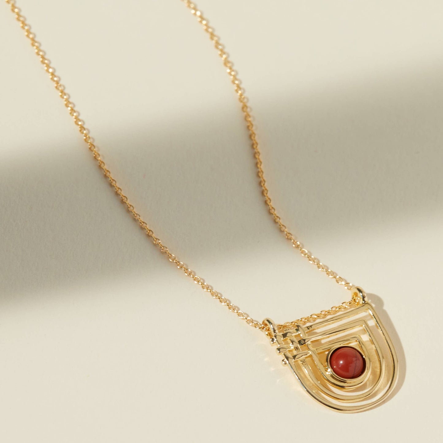 Lindsay Lewis - Golden Era Necklace - Red Jasper: 18" Chain